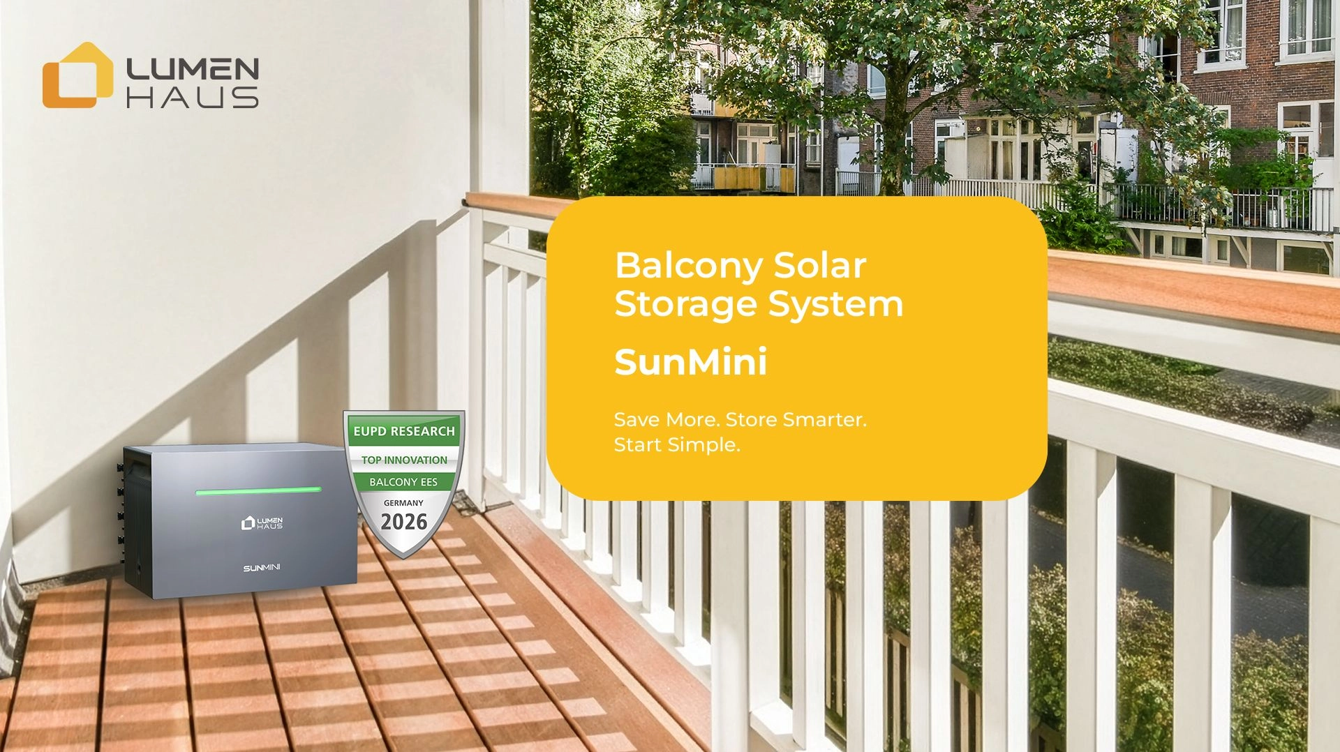 LumenHaus SunMini balcony solar storage system for German households.webp