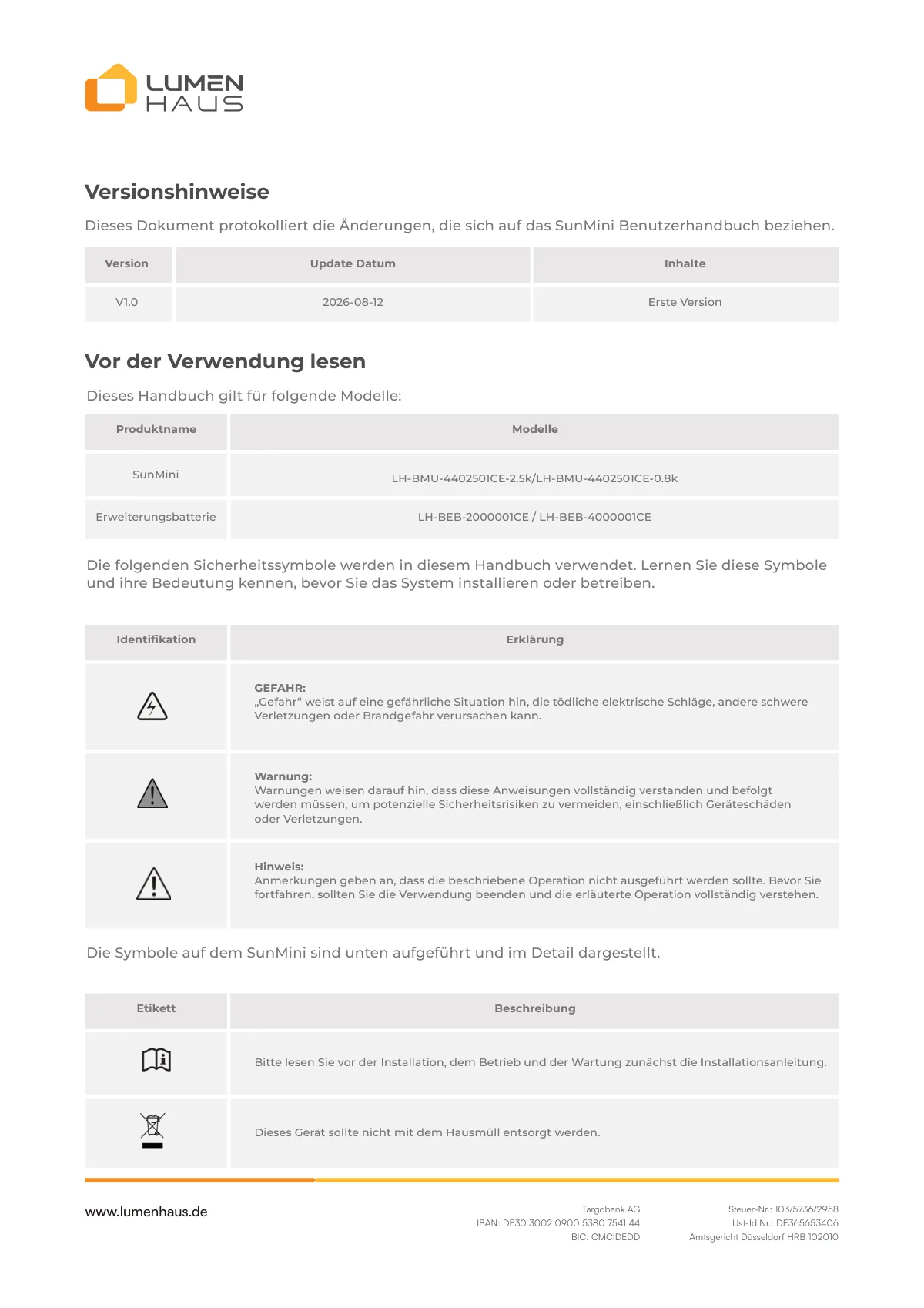 myLumenHaus SunMini Benutzerhandbuch PDF - 2